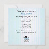 青色児のシャワーのぼろぼろのヴィンテージは縞で飾ります 招待状 (裏面)