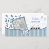 青色児のシャワーはベビーからの写真カード感謝していしています サンキューカード (正面/裏面)