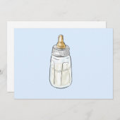 青色児のボトルのベビーシャワーの招待 招待状 (正面/裏面)