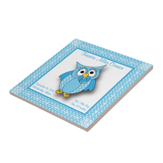 青色児のポルカの点々のあるなフクロウ タイル (側面)