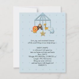 青色児の動物の移動式ベビーの発表 案内状