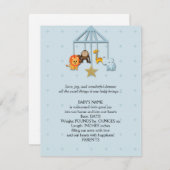 青色児の動物の移動式ベビーの発表 案内状 (正面/裏面)