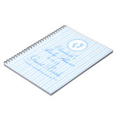 青色児の足跡の青くストライプのなシャワーのゲストブック ノートブック (左側)