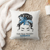 青色児童虐待防止認識度青色乱雑 クッション (ブランケット)