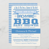 青色児BBQのベビーシャワーの招待状 招待状 (正面/裏面)