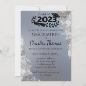 青色勾配卒業お祝い 招待状 (正面)