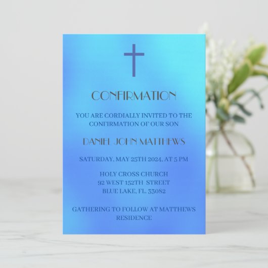 青色十字確認式 招待状 (スタンド正面)