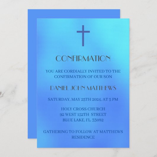 青色十字確認式 招待状 (正面/裏面)