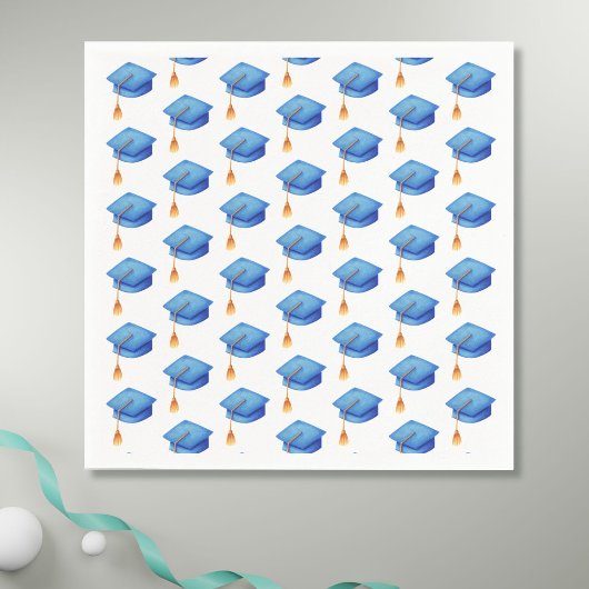 青色卒業キャップパーソナライズされた卒業ナプキン スタンダードカクテルナプキン