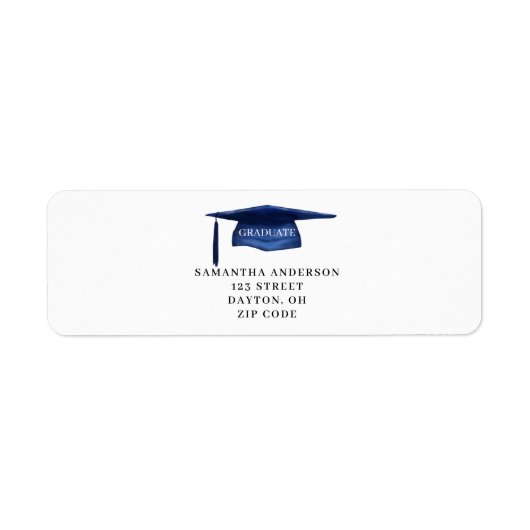 青色卒業キャップ差出人住所ラベル ラベル (正面)