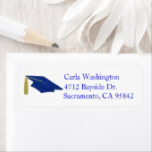 青色卒業キャップ差出人住所ラベル ラベル (インサイチュ)