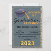 青色卒業キャップ 招待状 (正面)
