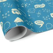 青色卒業手描き落書き模様 ラッピングペーパー (ロールコーナー)