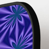 青色及びティール(緑がかった色)抽象芸術花柄 ピックルボールラケット (左詳細)