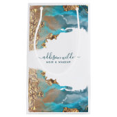 青色及び金ゴールドモダン用液体インキ事業 スモールペーパーバッグ (正面)