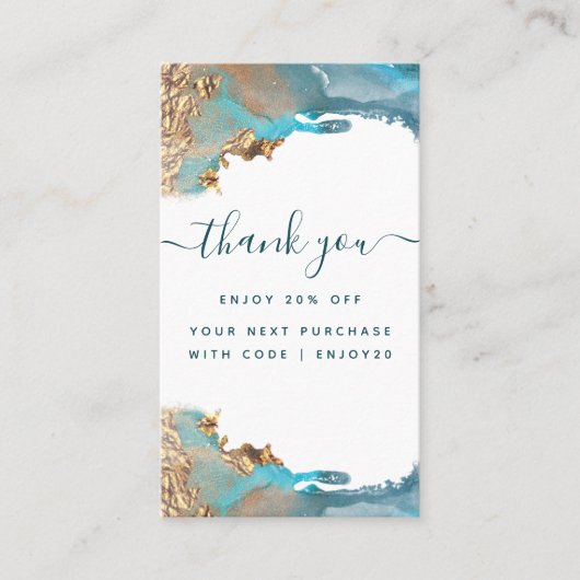 青色及び金ゴールドモダン用液体インキ事業 割引カード (正面)