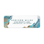 青色及び金ゴールドモダン用液体インク差出人住所 ラベル (正面)