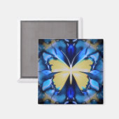 青色及び黄色蝶形磁石 マグネット (正面/裏面)