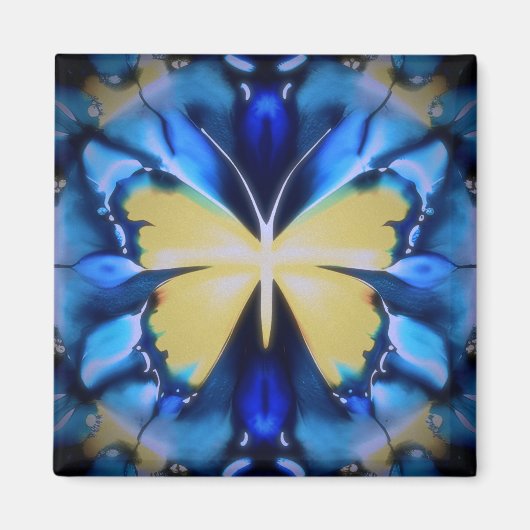 青色及び黄色蝶形磁石 マグネット (正面)