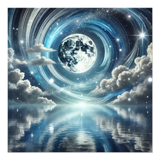 青色反射する月 フォトプリント            (正面)