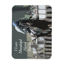 青色可撓磁石の騎手を持つ競走馬 マグネット