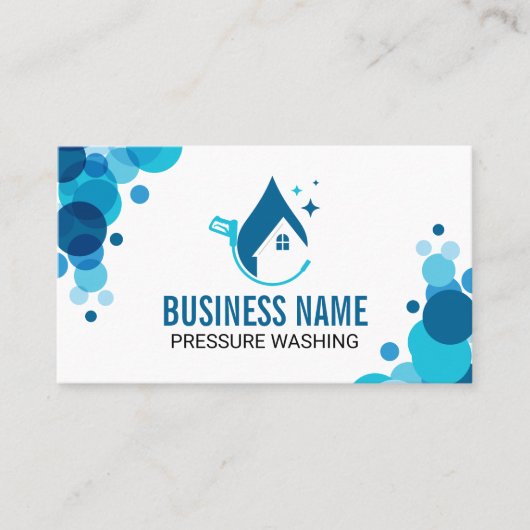 青色圧モダン洗洗浄 名刺 (正面)