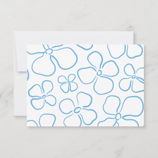 青色地中海の手描きQRコード結婚 出欠カード (裏面)