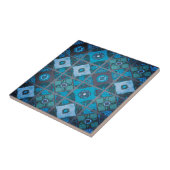 青色地中海の開花セラミックタイル タイル (側面)