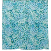 青色多肉類 シャワーカーテン (正面)