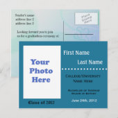 青色大学の卒業発表 インビテーションポストカード (正面/裏面)