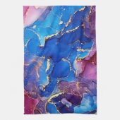 青色大理石瑪瑙シルバーグリッター釉薬 キッチンタオル (縦)