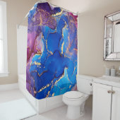 青色大理石瑪瑙シルバーグリッター釉薬 シャワーカーテン (インサイチュ)