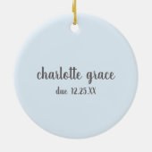 青色妊娠が超音波写真クリスマスを明らかにする セラミックオーナメント (裏面)