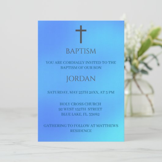 青色宗教十字洗礼伝統的法 招待状 (スタンド正面)