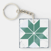 青色幾何学花牌ボードゲー動揺してム キーホルダー (正面)