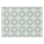 青色彩の鮮やかとベージュのメダリオン模様 テーブルクロス (正面(横))