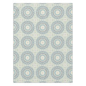 青色彩の鮮やかとベージュのメダリオン模様 テーブルクロス (正面)