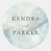 青色彩の鮮やか抽象芸術結婚線 ラウンドシール (正面)