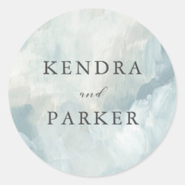 青色彩の鮮やか抽象芸術結婚線 ラウンドシール