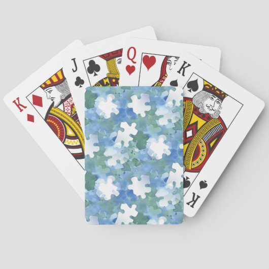 青色彩の鮮やか緑パズルピースポケットフォルダー トランプ (裏面)