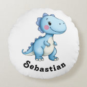 青色恐竜の幾何学 ラウンドクッション (正面)