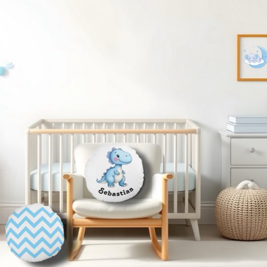 青色恐竜の幾何学 ラウンドクッション