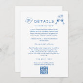 青色手描きお洒落の結婚詳細 エンクロージャーカード (正面/裏面)