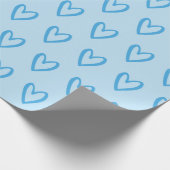 青色手描きハート包装紙 ラッピングペーパー (角)