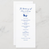 青色手描き花お洒落結婚式 プログラム (正面/裏面)