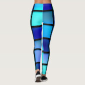 青色抽象芸術柄ヨガパンツレギンス レギンス (裏面)