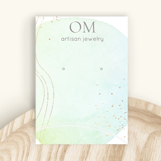 青色抽象芸術水彩耳飾り表示ホルダー 名刺