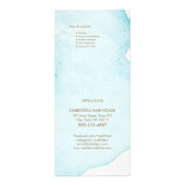 青色抽象芸術水色サロン価格表メニュー ラックカード (裏面)