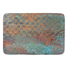  青色抽象芸術混合動物及びゼブラ皮膚 バスマット