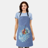 青色振動抽象芸術 エプロン (着用した状態)